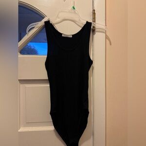 MangoPop Black Ribbed Bodysuit
